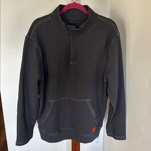 NWOT  RVCA Charcoal 1/4 ZIP Pullover Sweatshirt Kangaroo Pocket Men’s SZ L